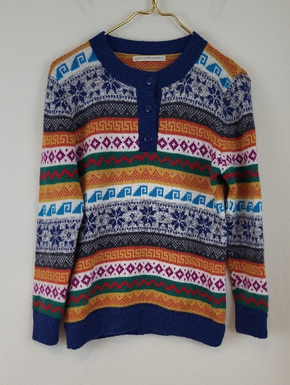 Peruvian Connection Multicolor Fair Isle Knit Sweater